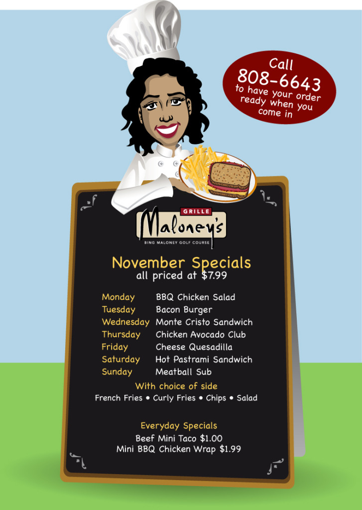 Maloney's Grille November Chef Specials Haggin Oaks