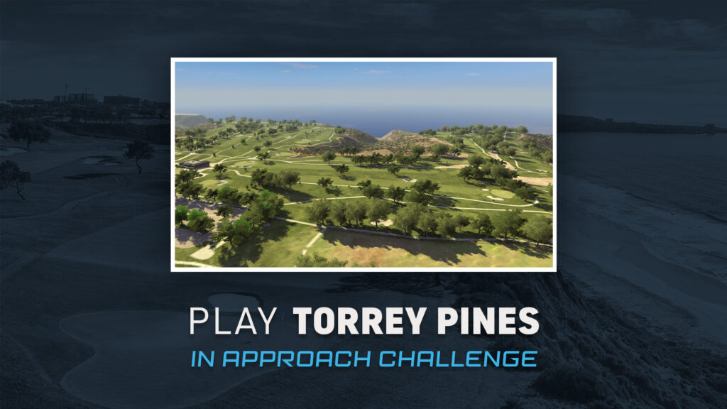Photo of Torrey Pines Golf Course on Blue Background