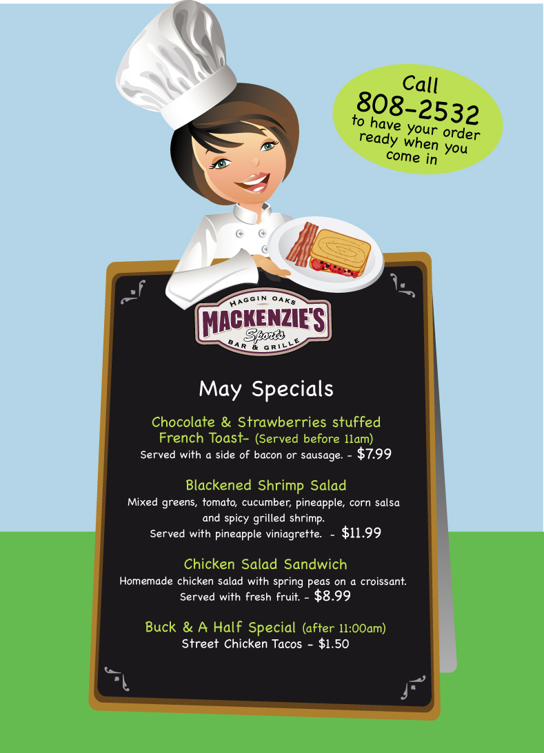 MacKenzie's Sports Bar & Grille May Food Specials are Here! - Haggin Oaks