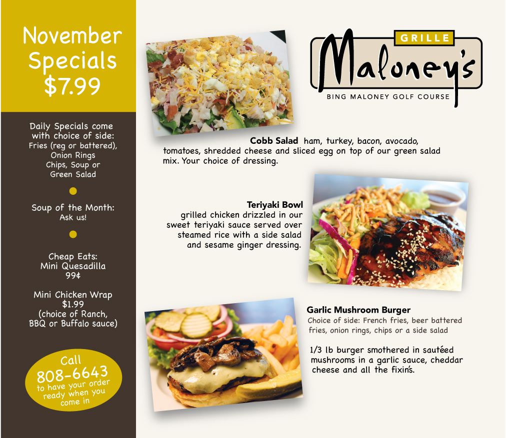 Maloney's Grille Offers Up Delicious November Food Specials Haggin Oaks