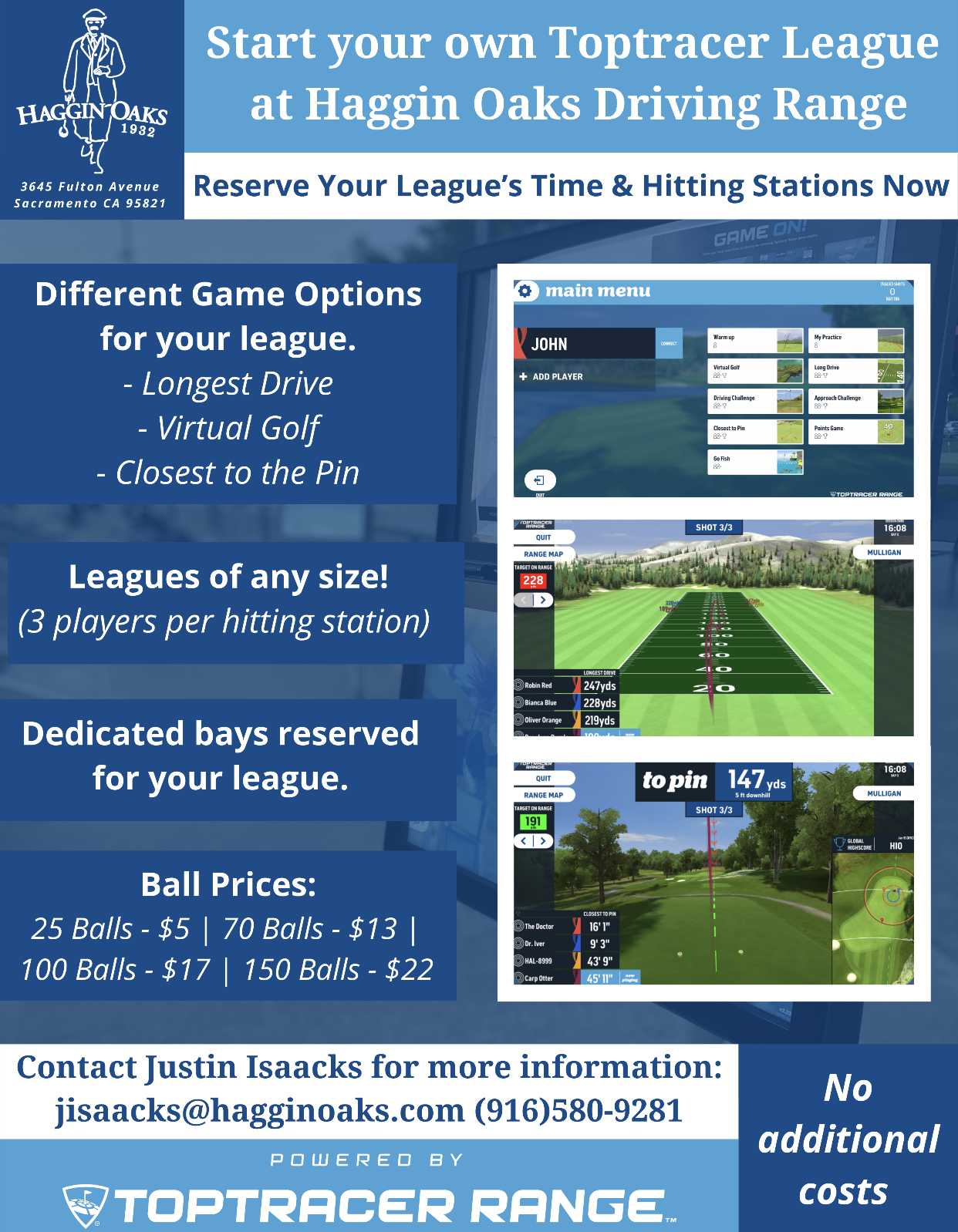 Start Your Own Toptracer League at Haggin Oaks Driving Range Haggin Oaks