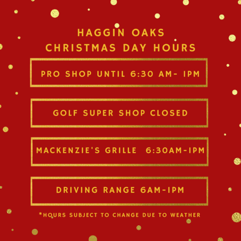 Haggin Oaks Christmas Day Hours

