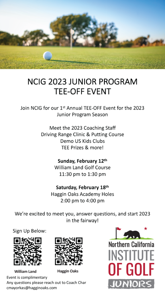 Northern California Institute of Golf 2023 Junior Program Tee- Off Event