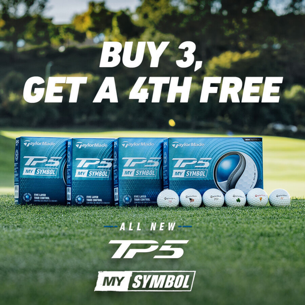 Four TaylorMade TP5 Boxes on golf course