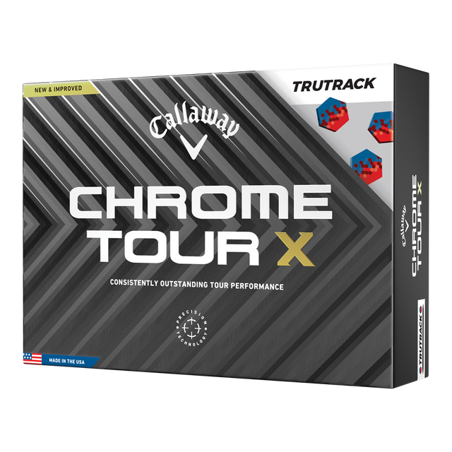 Front View of Black Callaway Chrome Tour X Golf Ball Box