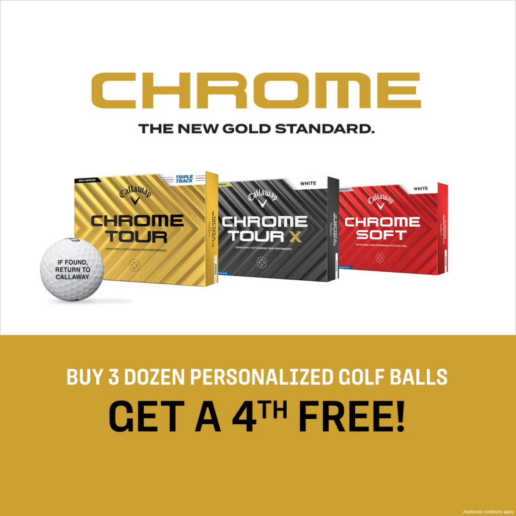 Front of Chrome Soft Golf Balls Ad for Buy 3 Get The 4th Free