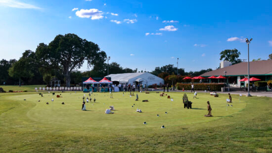 Games set up on putting green