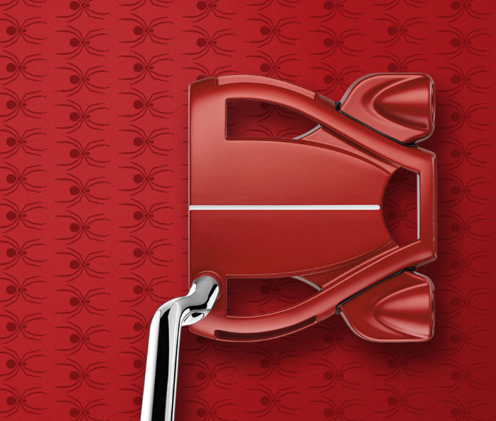 Top Down view of Red Putter with Red Line in the middle on red spider background