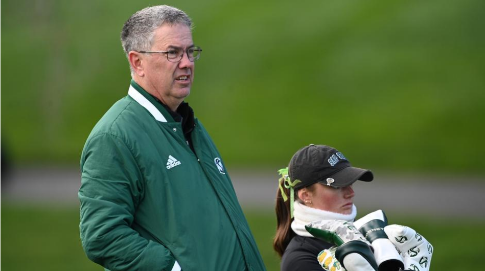 David Sutherland looks on at golf tournament