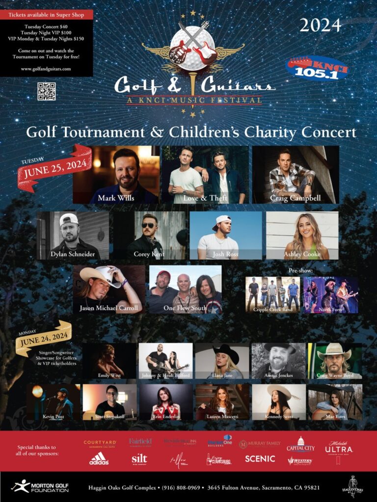 Poster of artists for Golf & Guitars Concert 
