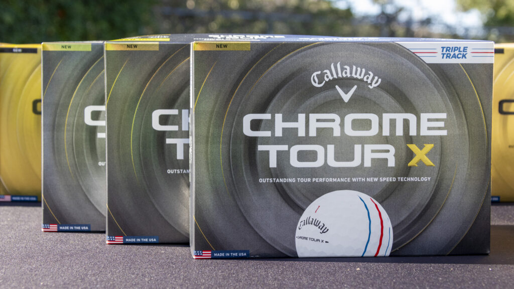 A closeup of three Callaway Chrome Tour X boxes