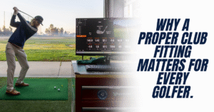 Why a Proper Club Fitting Matters for Every Golfer. header blog image of a golf fitter fitting a golfer