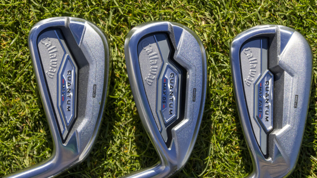 A close up of the three Quantum irons, the Max, Max OS, and Max Fast.