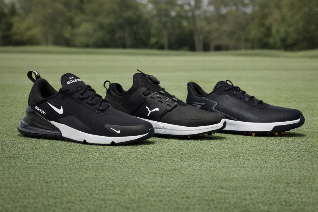 three golf shoes