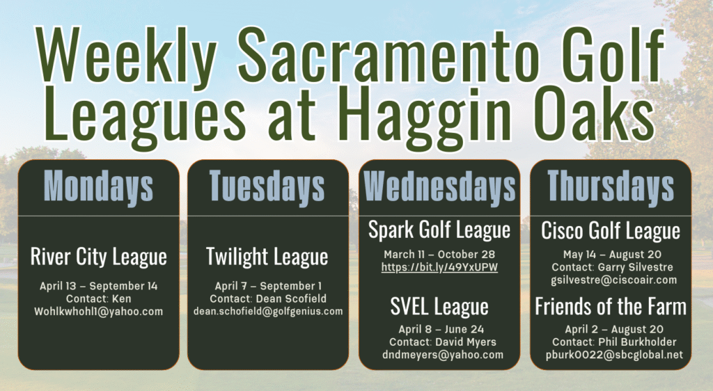 Weekly Sacramento Golf Leagues at Haggin Oaks schedule