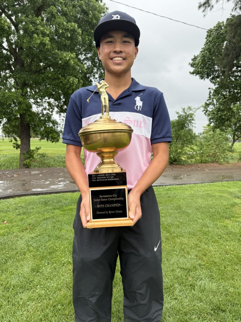Landon Abalateo with his trophy