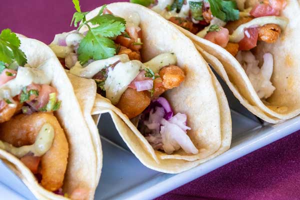 Shrimp tacos served at MacKenzie’s Sports Bar & Grille at Haggin Oaks Golf Complex in Sacramento