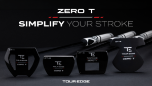 Tour Edge Zero T putter lineup featuring the ZT-1, ZT-2, ZT-3, and ZT-4 putters