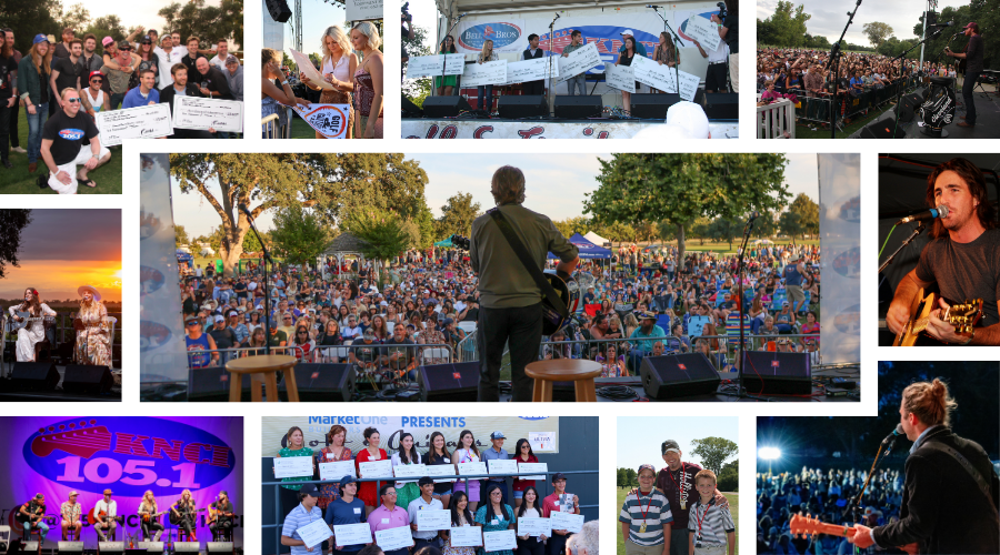 A collage of photos from golf & guitars over the years